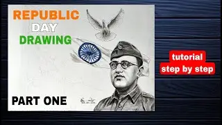 How to Draw Republic  Day Drawing/ Netaji Birthday drawing with pencil sketch/ Part One, tutorial