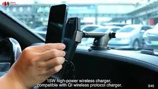S45 wireless charging car holder #smart holder #infrared sensor