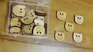 2-Hole Cute Bear 25mm Handmade Natural Wood Buttons for Sewing, Crafts & Decorations