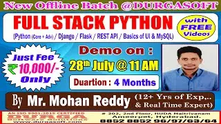 FULL STACK PYTHON Offline Training @ DURGASOFT