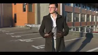 Harssidanzar Mens Luxury Italian Sheepskin Leather Gloves  Cashmere  lined Black