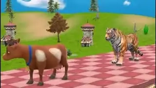 Long Slide Game With LION COW HIPPO TIGER - 3d Animal Game #longslidegame #funny3danimals 