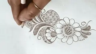 Simple pencil Mehndi drawing||Bengali pencil mehndi design||Mehndi drawing for back hand||