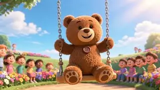 Teddy Plays on the Swing | Cute Teddy Bear Song for Kids | Nursery Rhymes & Songs for Children