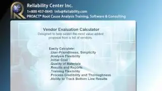 Root Cause Analysis Vendor Evaluation Tool