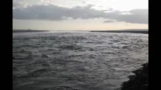 Strong tidal current on River Severn , Lydney,  Gloucestershire UK. 25 August 2018, 19:26