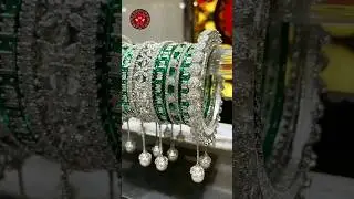 Trending 💚 Emerald 💚 Combination AD Bangles Set #shorts #jewellery