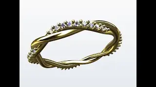 Round Braided Wire Wedding Ring with 1.00mm Stones
