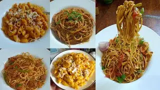 10 Minute Pasta Recipes - 5 Ways | Cheese Pasta, Creamy Spaghetti , Hakka Noodles ! Prawn pasta