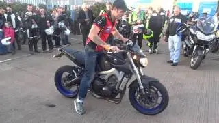 Tommy Bridewell does a Burnout on a Yamaha MT-09 at Bridge Motorcycles Exeter