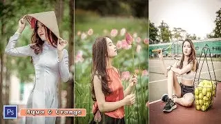 Aqua And Orange Color Gradient Effect  | Photoshop Photo Editing Tutorial