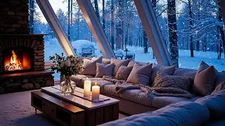 ❄️ Soft Winter Piano for Night Relaxation &ndash; Snowy Window Fireplace Ambience for Mental Calm
