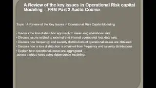 A Review of the key issues in Operational Risk capital Modeling