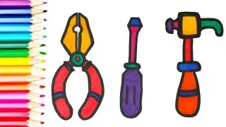Hand Tools Toys Drawing& Coloring for kids|Kids Toy Tools drawing|Step by step easy drawing🪛🔨