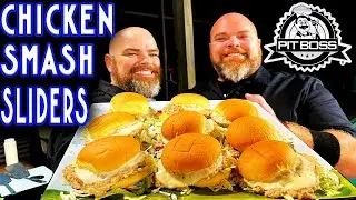HOW TO MAKE THE BEST CHICKEN SMASHBURGER SLIDERS ON PIT BOSS SIERRA GRIDDLE! FLAT TOP GRIDDLE RECIPE