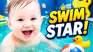 Милый малыш плавает в бассейне 🏊&zwj;♂️ | Каан учится плавать (4K)