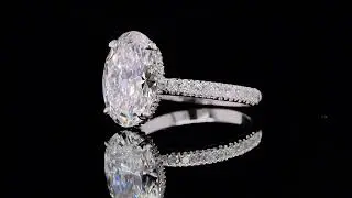 Elegant Oval Lab-Grown Diamond Ring 3.08 ct in 18K White Gold - Orogem Jewelers