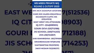 West Bengal MBBS Private Management Cutoff 2025 #mbbs2025 #mbbscutoff2025 #westbengal #mbbscutoff