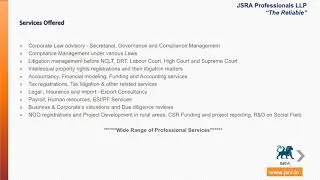 JSRA Professionals LLP -Introduction about the LLP and services offered by the Firm