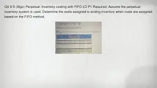QS 6-5 (Algo) Perpetual: Inventory costing with FIFO LO P1 Required: Assume the perpetual inventory