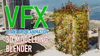 VFX Concrete Building Plants Grow Animation | Drone Footage
