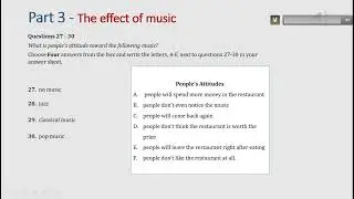 IELTS listening actual test Part 3: the effect of Music (answer+ transcript)