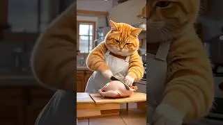 Cat Cooks Chicken?!  Hilarious Kitchen Chaos!  #catvideos #funny #petcooking