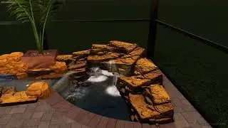 Poolside Waterfall and Pond