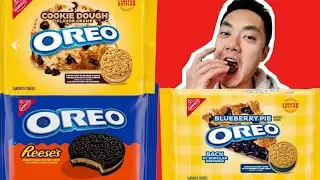 NEW Oreo flavors! REVIEW - Cookie Dough, Blueberry Pie, and Oreo Reese's!