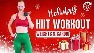 60 MIN HOLIDAY HIIT WORKOUT | All Standing, No Jumping, +Dumbbells