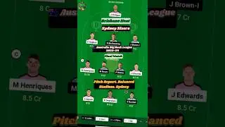Brisbane Heat vs Sydney Sixers Dream11 prediction🔥| hea vs six dream11 prediction #shorts