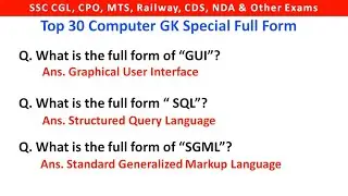 30 Most Important Computer GK Full Form | Computer Full Form MCQ | Full Form GK for Student