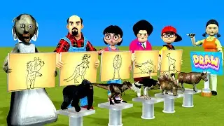 Scary Teacher 3D vs Squid Game Drawing Animals From Picture Challenge Who's Boss