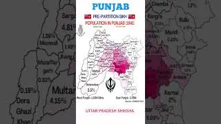 Pre partition Sikh Population of United Punjab 1941#punjab#punjabi #india #gk #map#geography#shorts