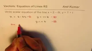Write Scalar equation of line from the Parametric Equation