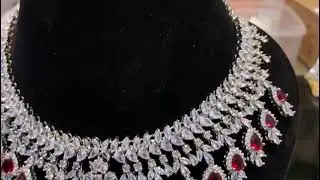#shorts Cz Ad Red Western Party Wear Necklace #czjewellery #partywearnecklace #exportjewelry