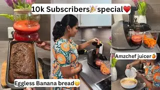 10K Subscribers&hearts;️🎉|Eggless Banana Bread😋|Amzchef Juicer vaagiyachu🤷🏻&zwj;♀️|Tamil vlog