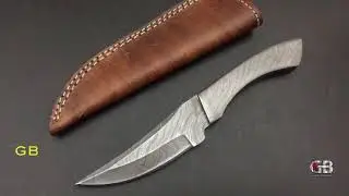GB007 Damascus Steel Custom Handmade Hunting Skinning Knife 9
