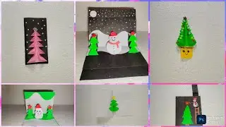 Diy 6 easy Christmas 3D card craft ideas/Christmas decoration ideas/@BKArtsCraftIdeas 