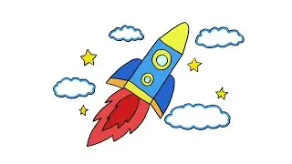 How to draw a beautiful rocket easy step by step | drawing for kids