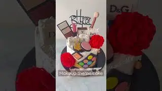 Makeup theme cake | semi fondant cake | cake for girls | cake topper | whip cream cake #cakeforgirl