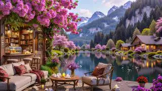 Morning Spring Jazz | Gentle Jazz Music at Cozy Outdoor Coffee Shop Ambience for Mood Booster, Study