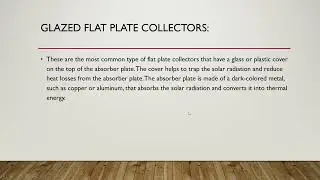 Types of flat plate collector.