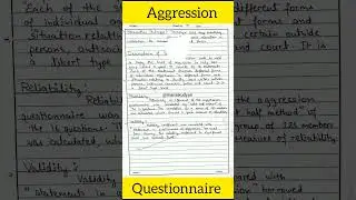 Aggression Questionnaire Practical File 📒 #shorts #psychology #psychologyexperiment