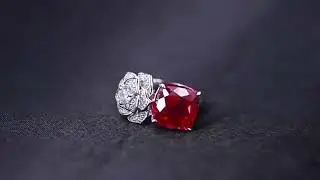Romantic Rose Ruby Index Ring &mdash; Blooming Flower in Sterling Silver