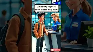 Airport Check-In English Conversation ✈️ Easy English for Beginners #shorts