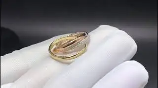 Cartier 18k Tri Color Gold Diamond Small Model Trinity Ring