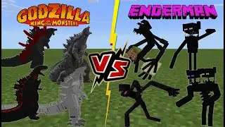 Team Godzilla VS Team Enderman TITANS (TITAN BOSS BATTLE!!) Minecraft PE