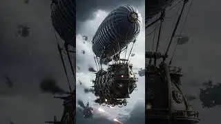 STEAMPUNK AIRSHIP ARMADA BATTLES IN CLOUDS - EPIC WARFARE! #shorts #viral #technology