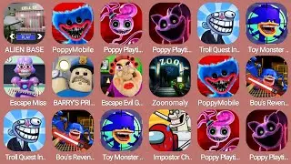 Alien Base,PoppyMobile,Poppy Playtime Chapter 2,Poppy Playtime Chapter 3Mobile,Barry's Prison run...